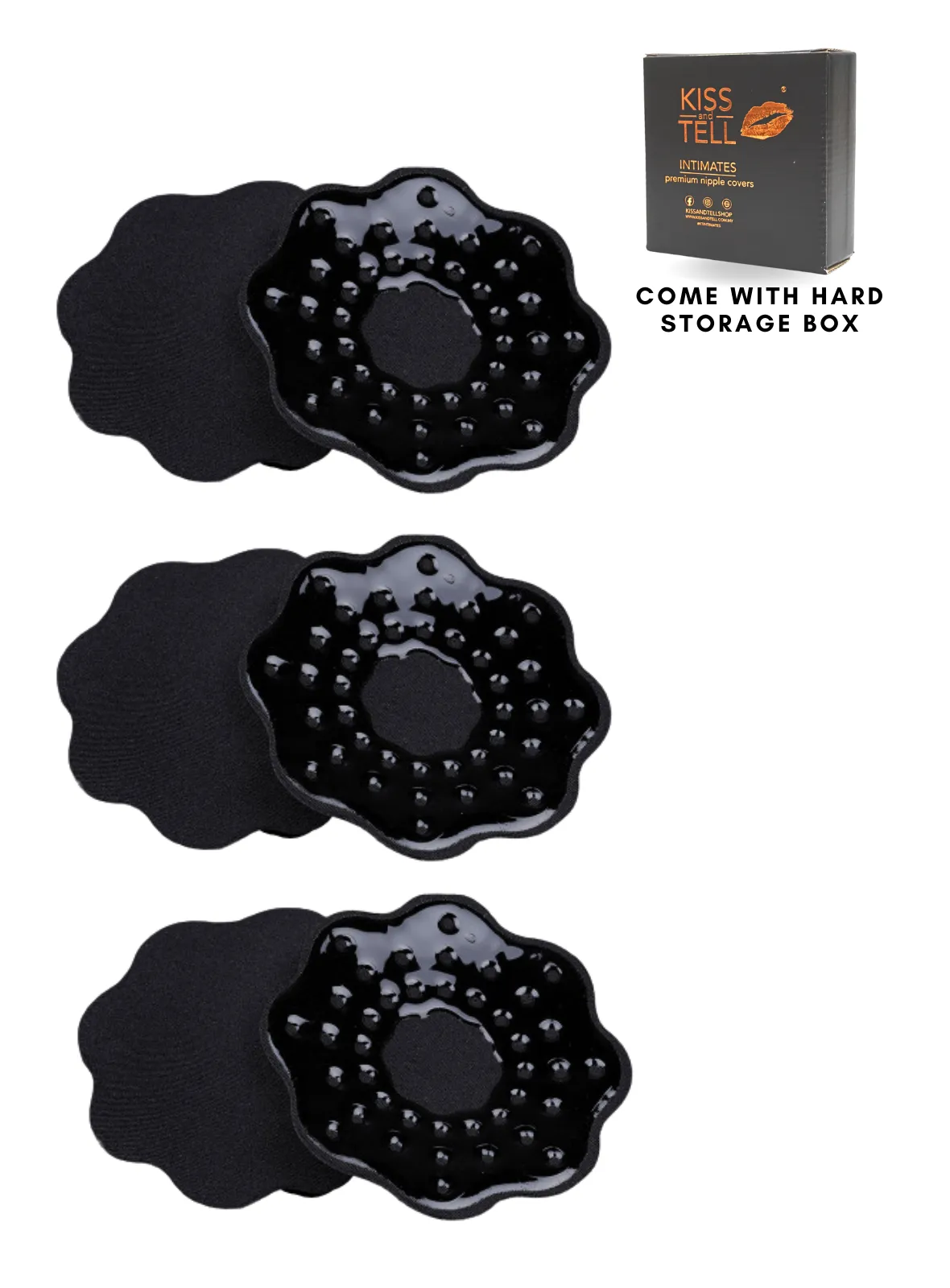 3 Packs Flower Nipple Pads in Black