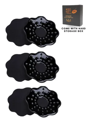 3 Packs Flower Nipple Pads in Black