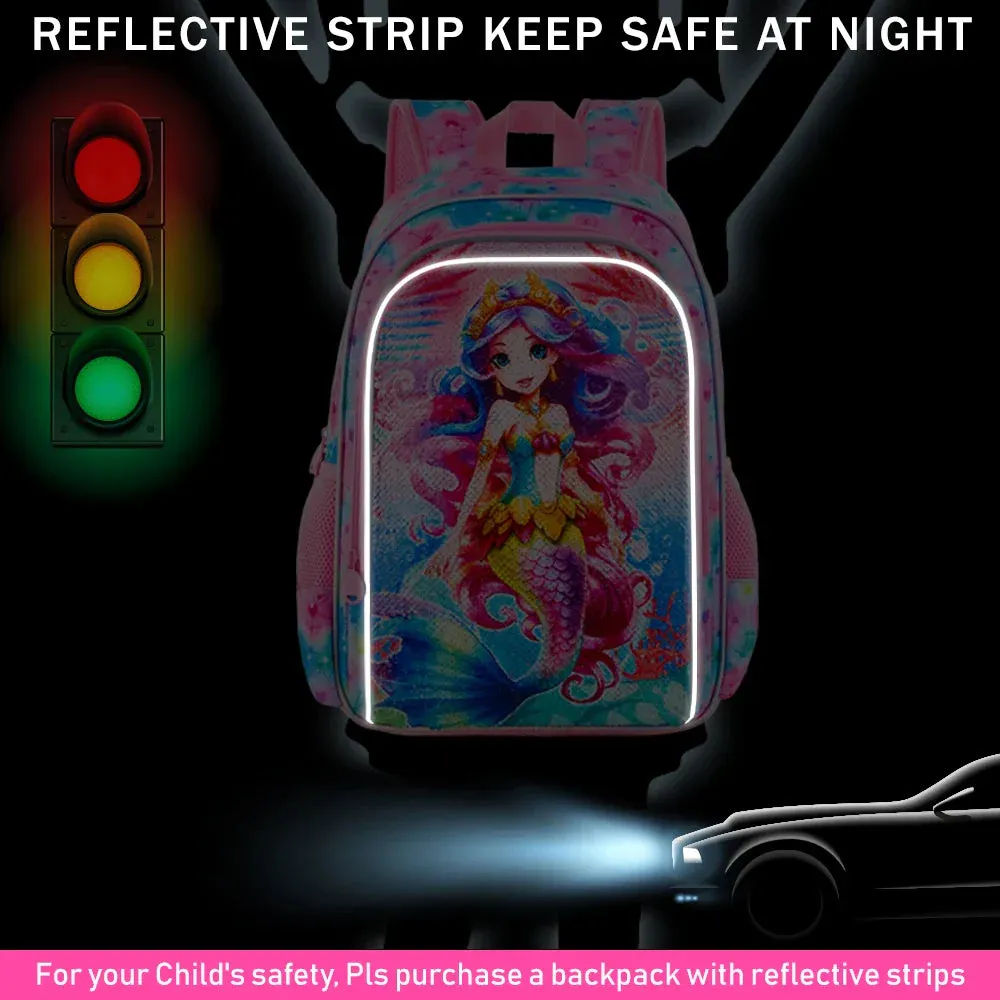 3 Piece Sequin Unicorn Backpack Set For Girls 16 Inch Bookbag Lunch Box Preschool To Elementary