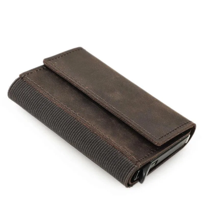 Black Angel Retro Crazy Horse Leather RFID Anti-theft Card Holder
