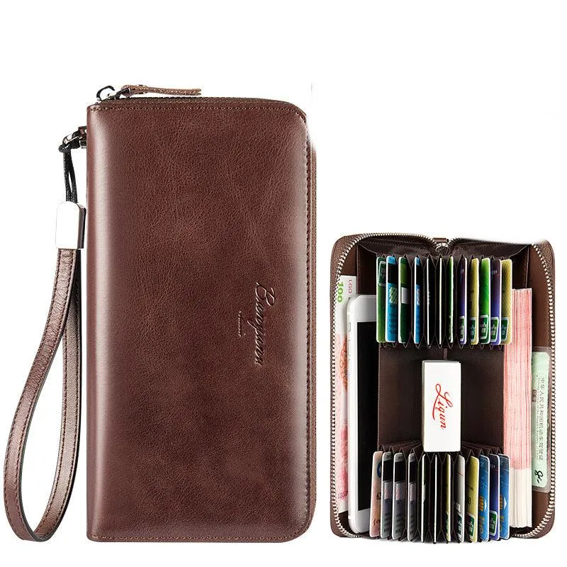 Clutch Bag Bank Card Holder Leather Anti-degaussing Anti-theft Brush