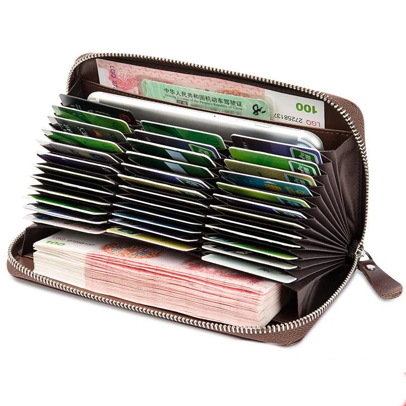 Clutch Bag Bank Card Holder Leather Anti-degaussing Anti-theft Brush