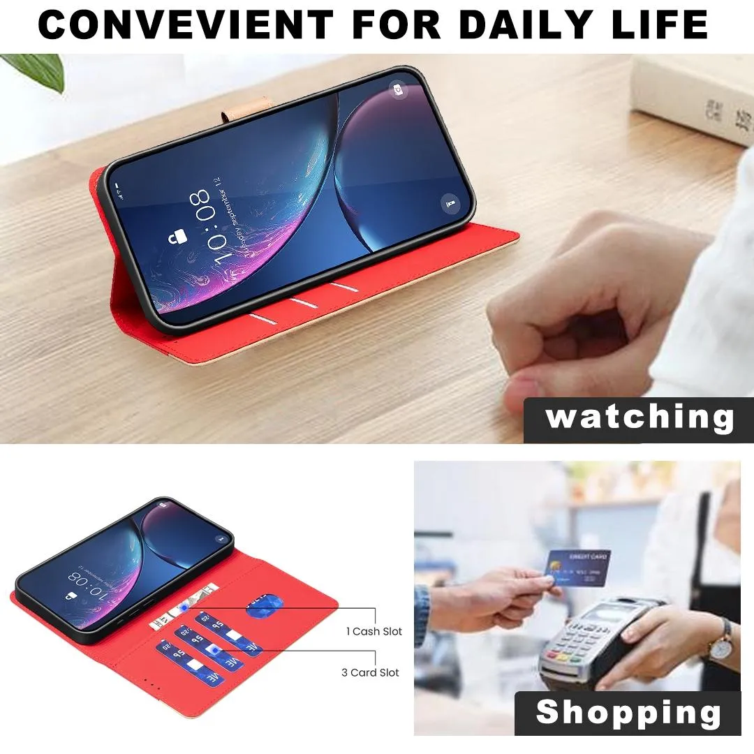 For Iphone 15 Colour Matching Rfid Anti-Theft Leather Phone Case
