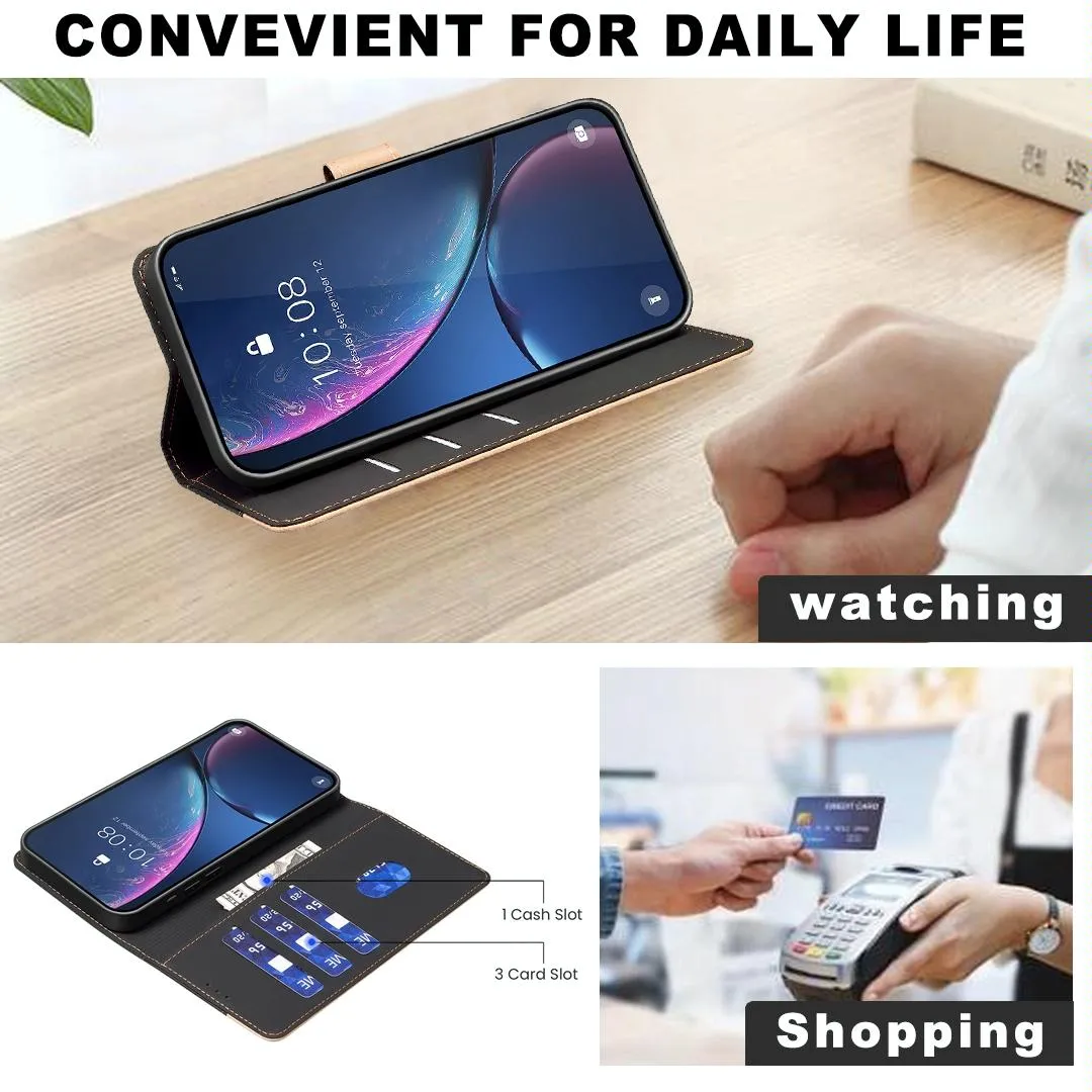 For Iphone 15 Colour Matching Rfid Anti-Theft Leather Phone Case