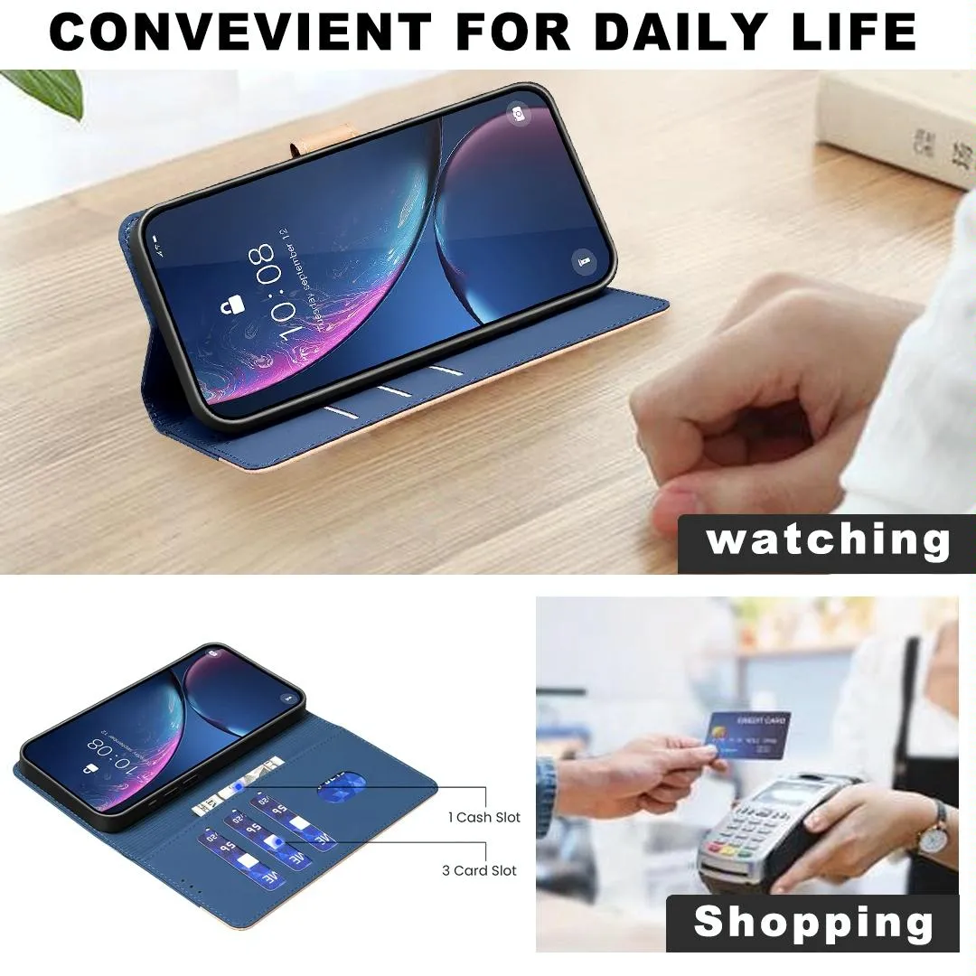 For Iphone 15 Colour Matching Rfid Anti-Theft Leather Phone Case