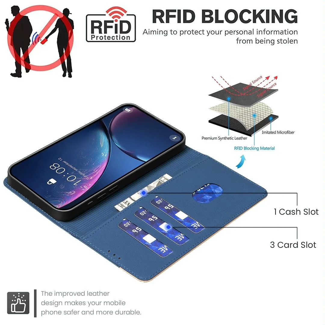 For Iphone 15 Colour Matching Rfid Anti-Theft Leather Phone Case