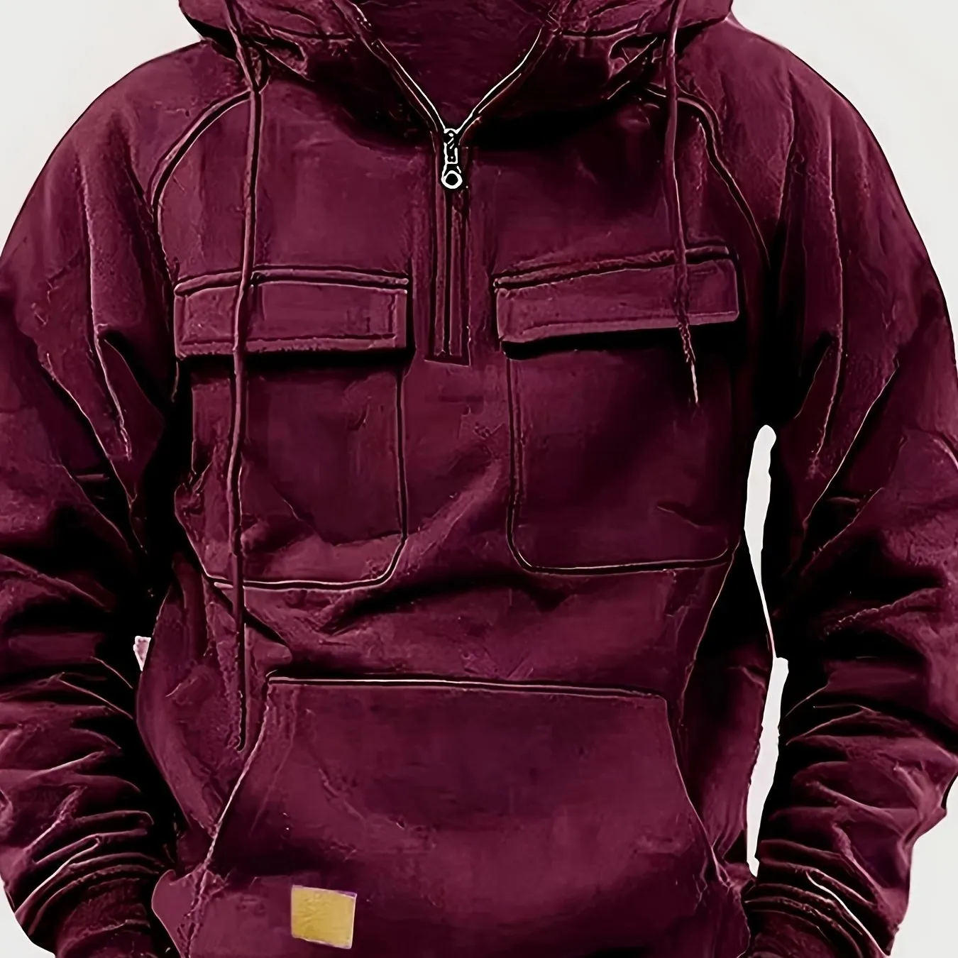 Men's Solid Color Multi Pocket Sweatshirt Hoodie