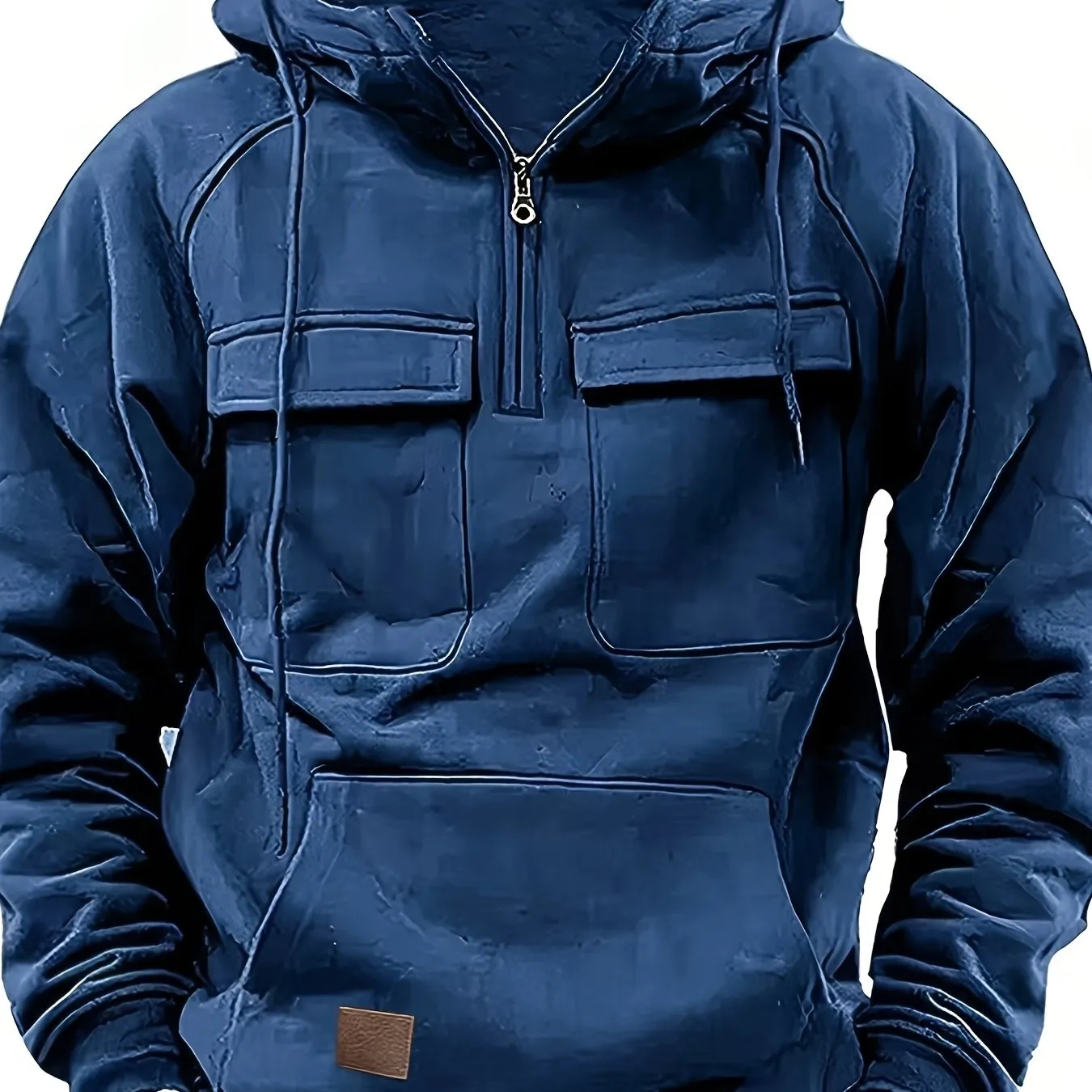 Men's Solid Color Multi Pocket Sweatshirt Hoodie