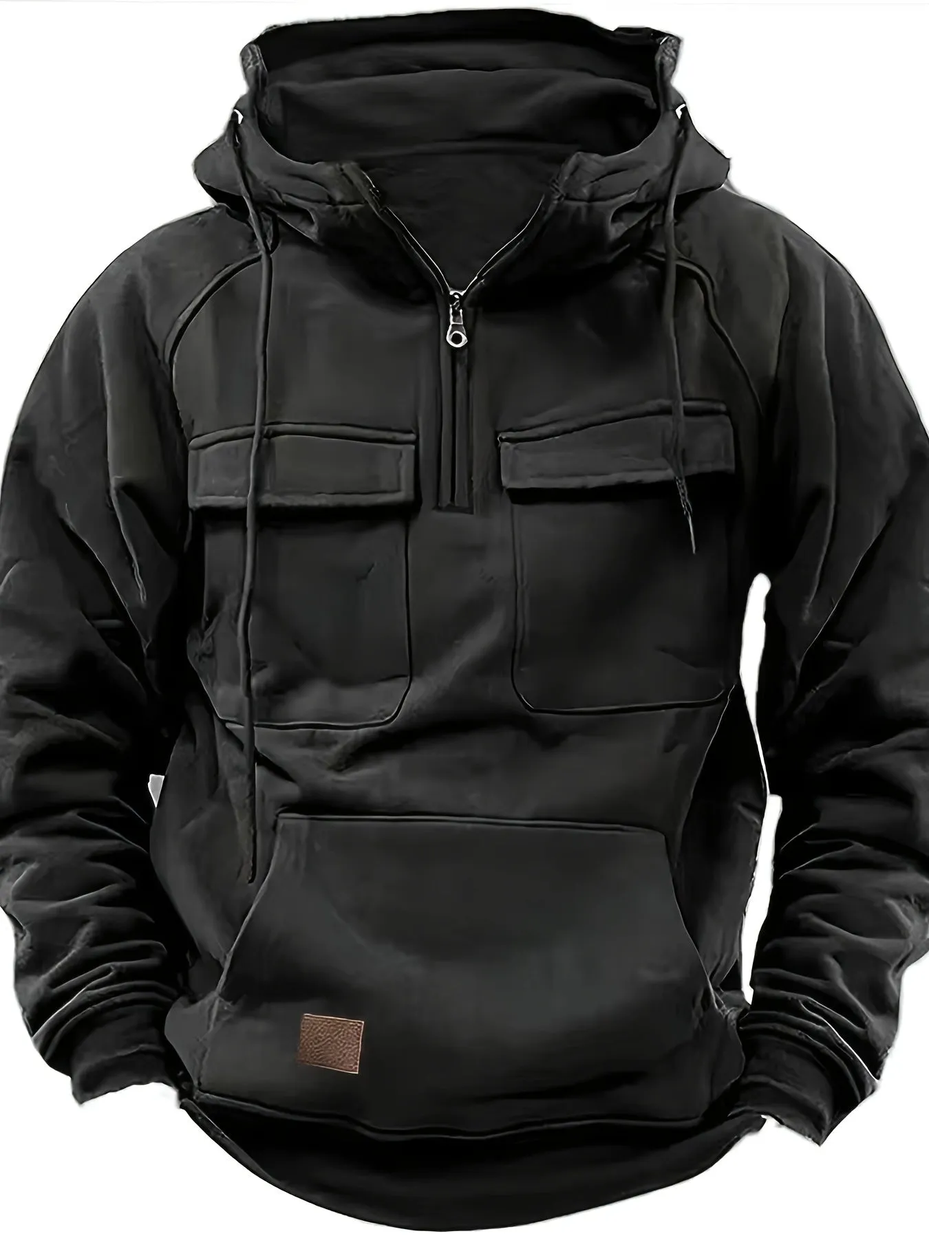 Men's Solid Color Multi Pocket Sweatshirt Hoodie