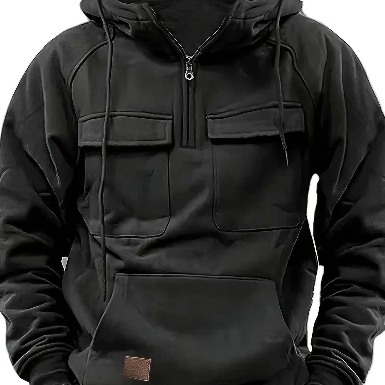 Men's Solid Color Multi Pocket Sweatshirt Hoodie