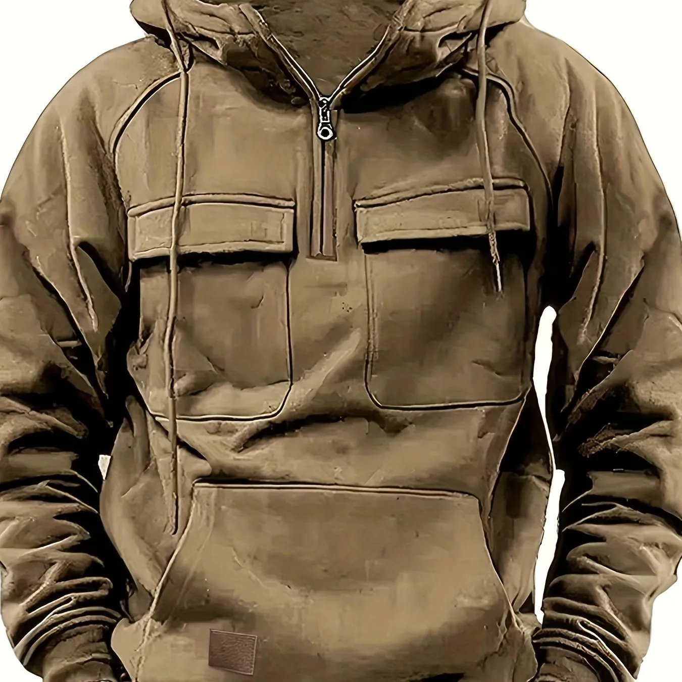Men's Solid Color Multi Pocket Sweatshirt Hoodie