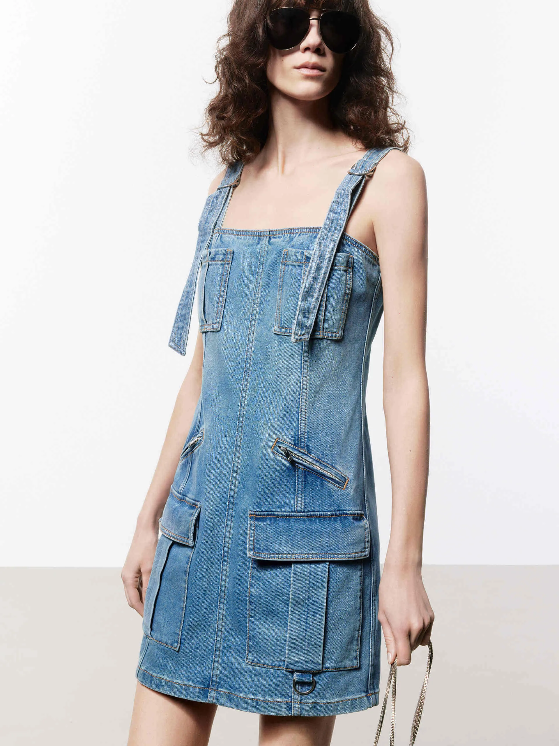 Multi Pocket Denim Dress