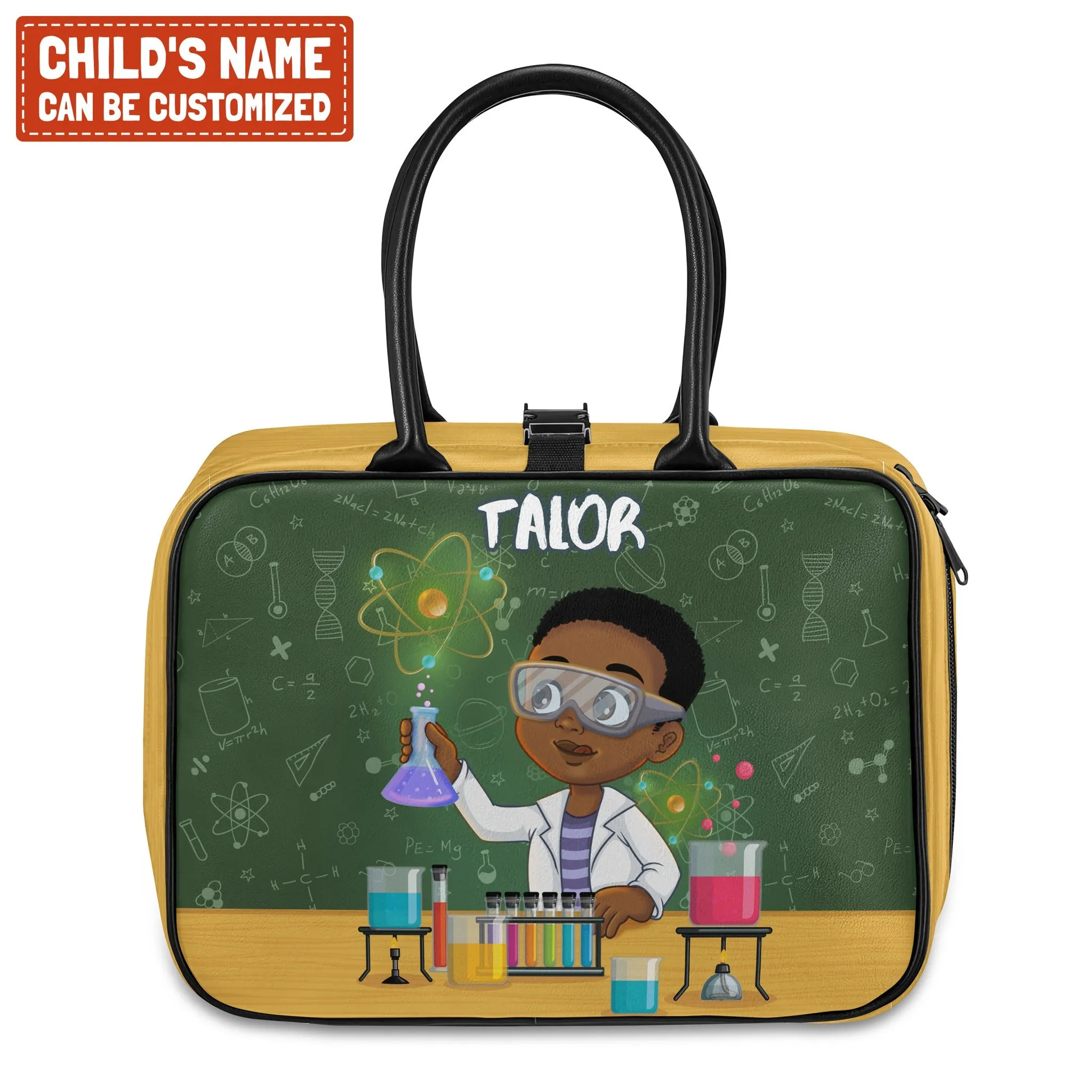 Personalized Little Cute Afro Scientist Lunch Bag For Kids (Without Containers)