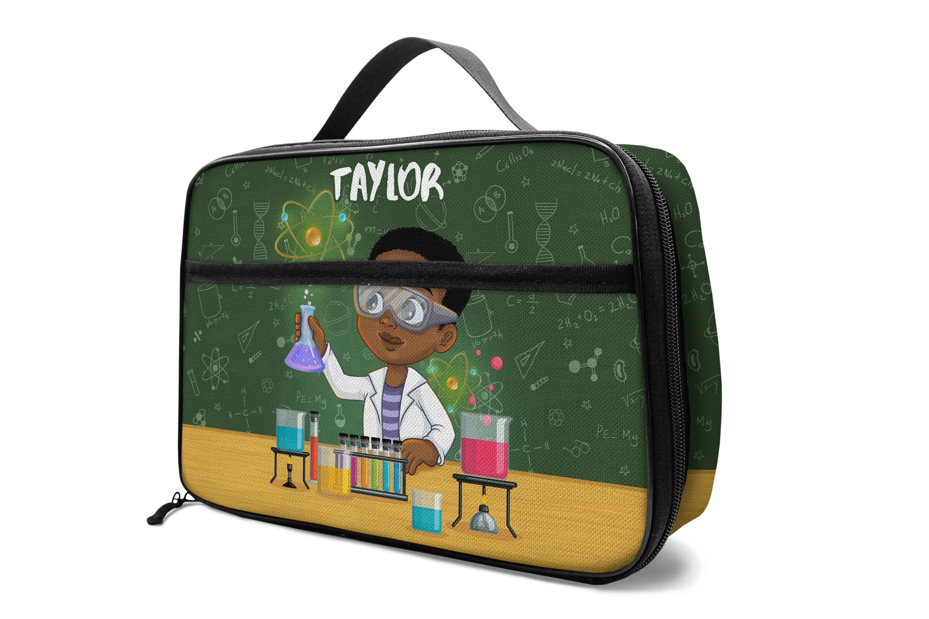 Personalized Little Cute Afro Scientist Lunch Bag For Kids (Without Containers)