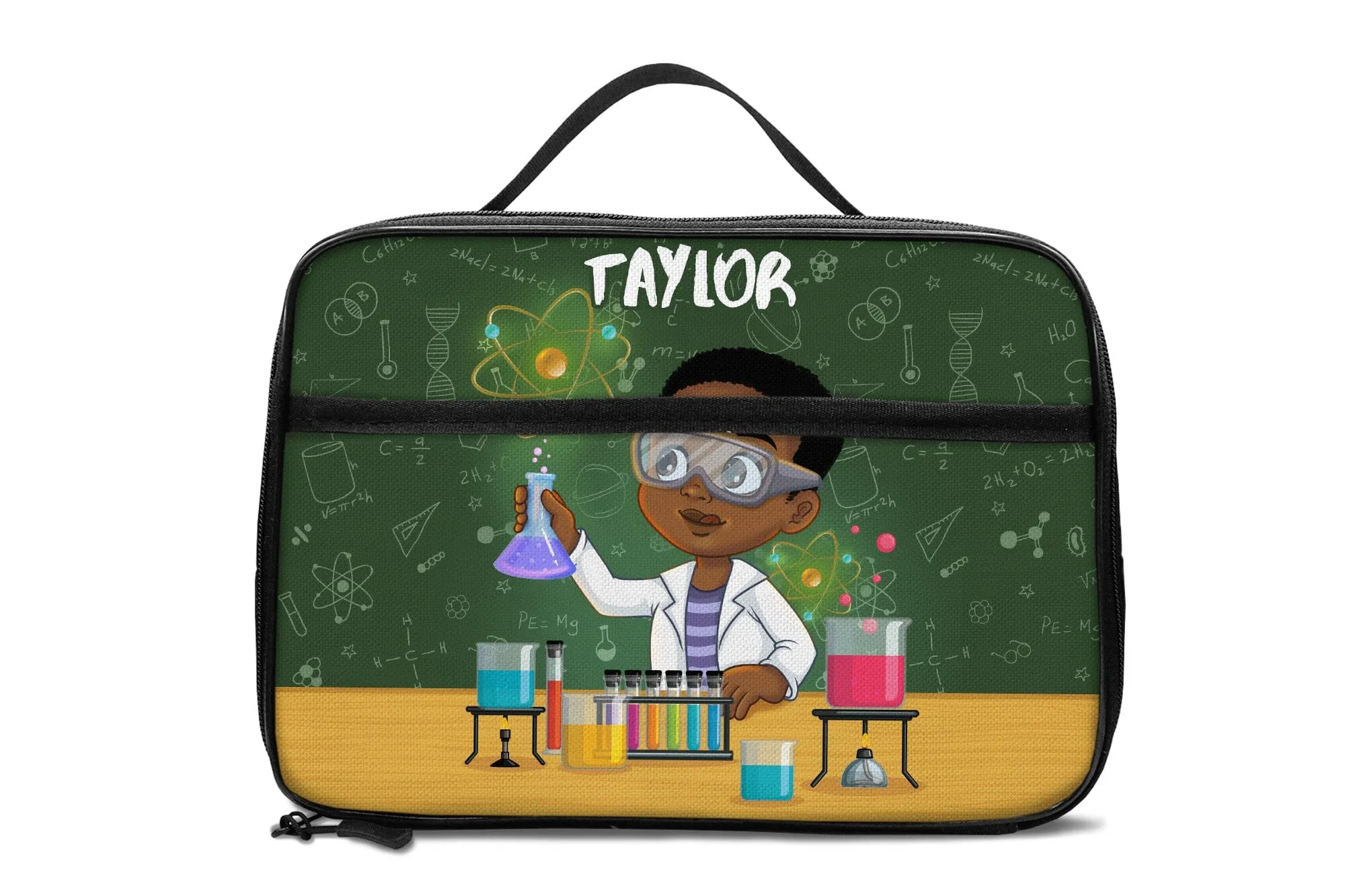 Personalized Little Cute Afro Scientist Lunch Bag For Kids (Without Containers)