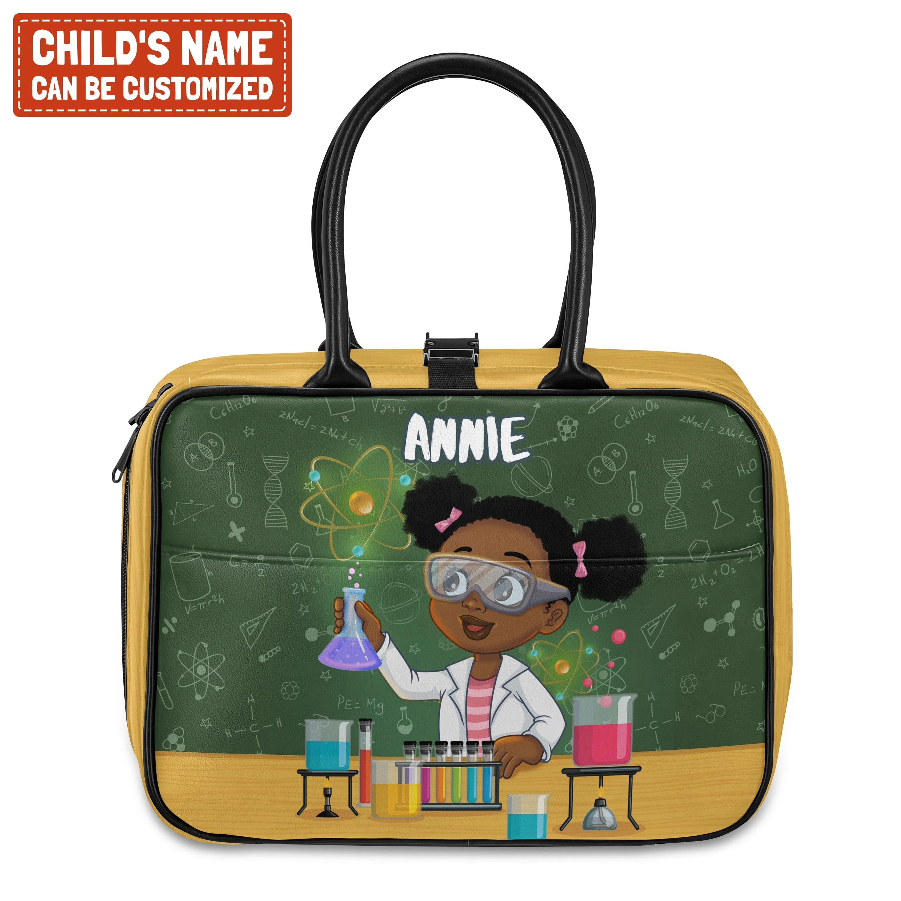 Personalized Little Cute Afro Scientist Lunch Bag For Kids (Without Containers)