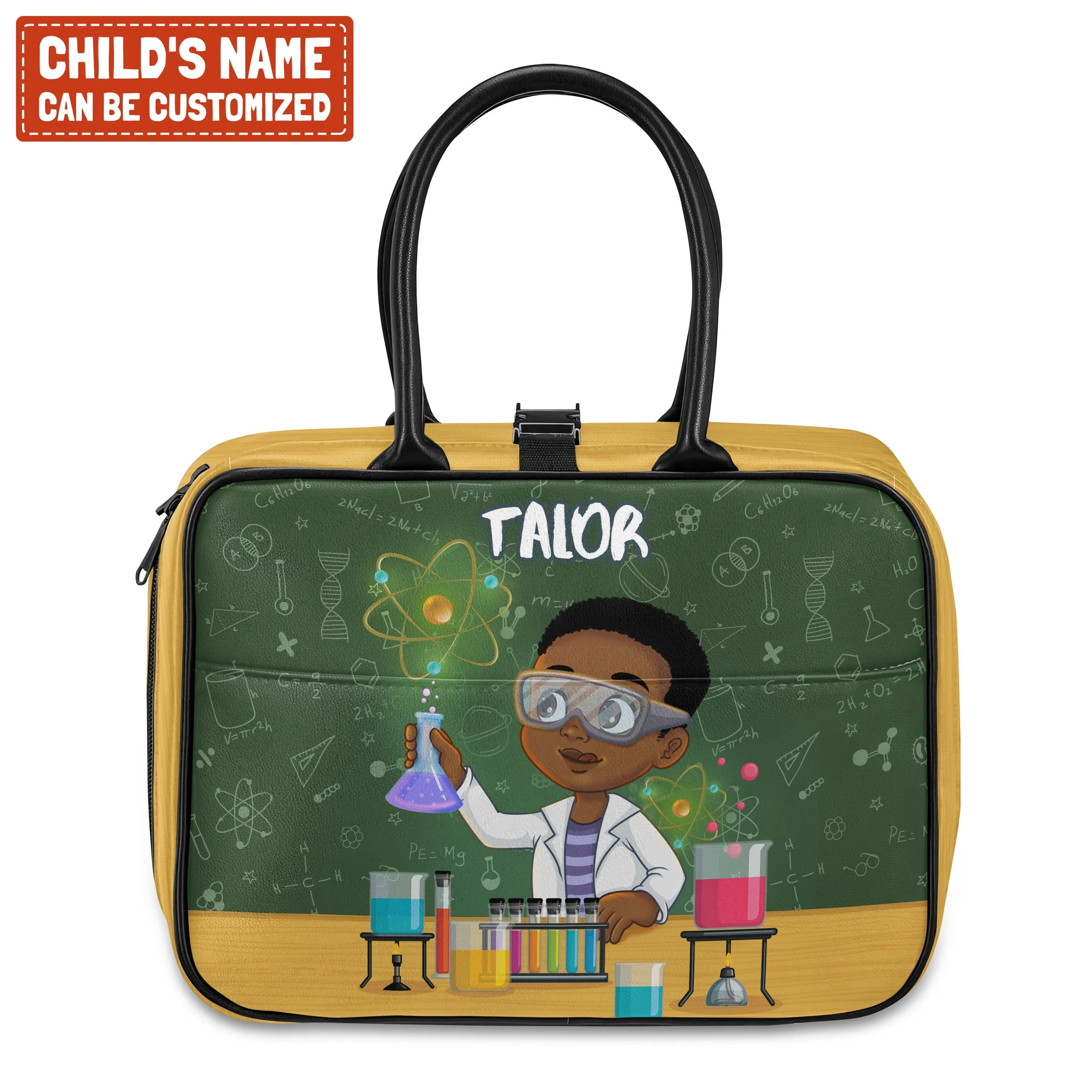 Personalized Little Cute Afro Scientist Lunch Bag For Kids (Without Containers)