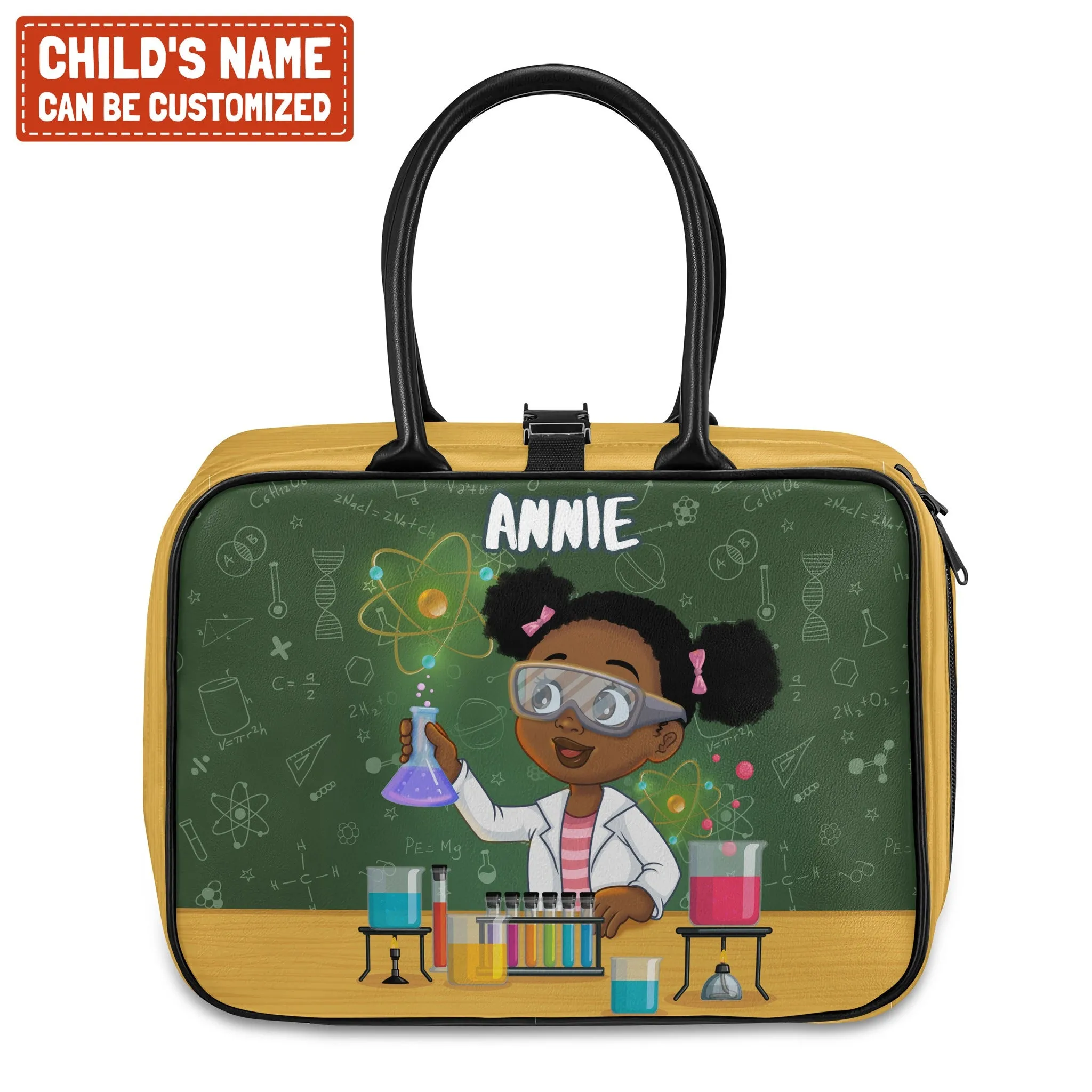 Personalized Little Cute Afro Scientist Lunch Bag For Kids (Without Containers)
