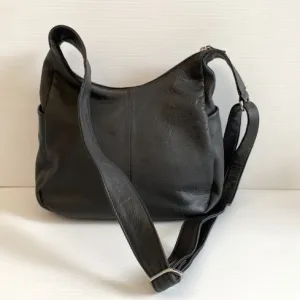 Purse -  Leather Black Purse with adjustable strap