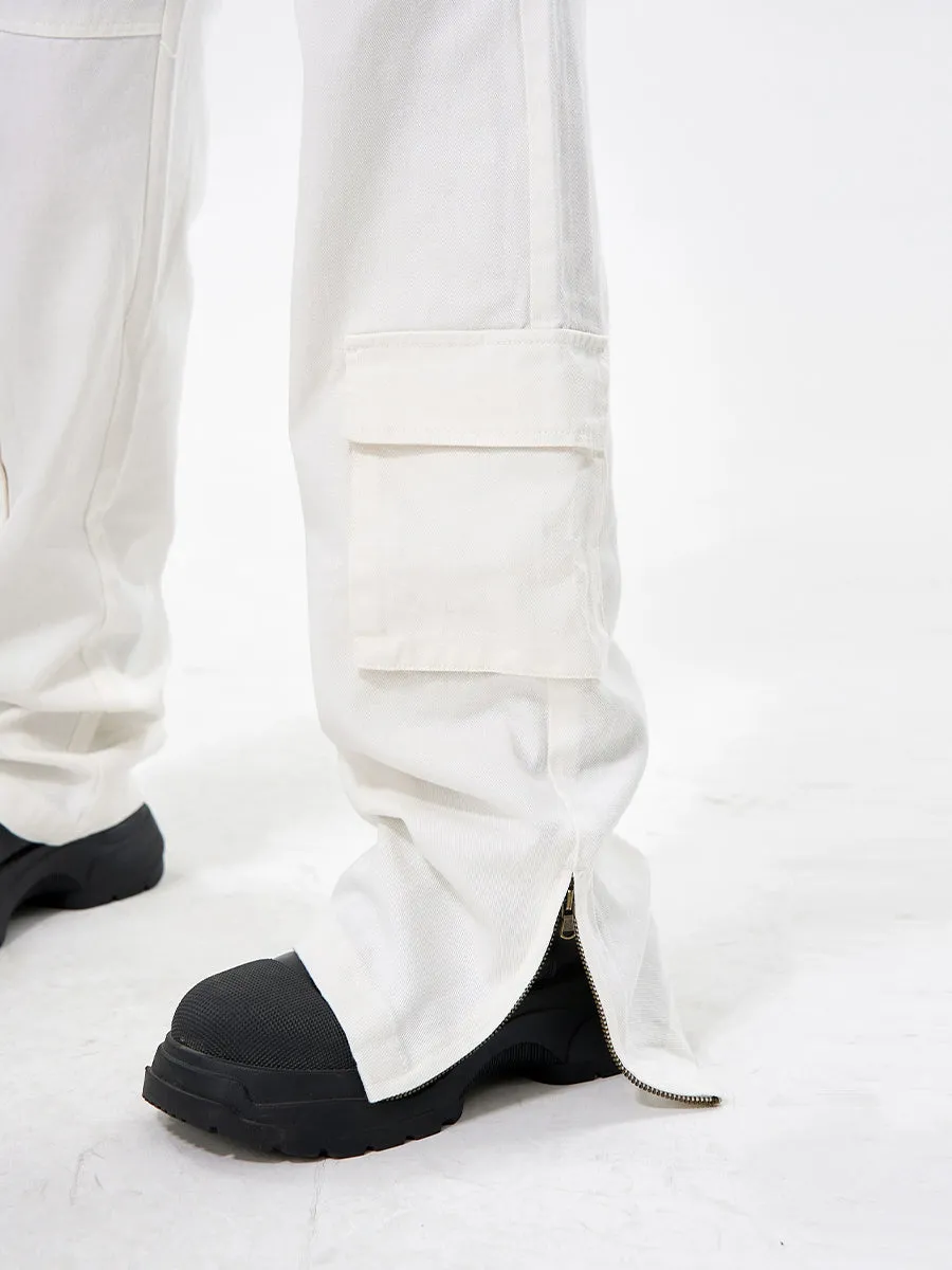 Solid Color Loose Multi-Pocket Casual Pants